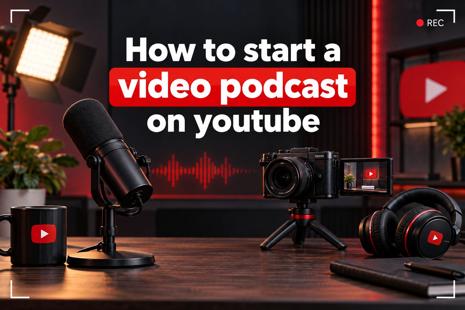 how-to-start-a-video-podcast-on-youtube-e1724 Microphone and camera setup for starting a video podcast on YouTube